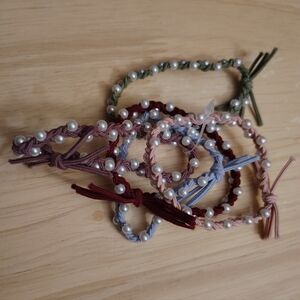 Anthropologie Braided Pearl Multi Color Hair Ties